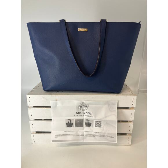 KATE SPADE NAVY BLUE SAFFIANO LEATHER WOMENS SHOULDER BAG - Picture 1 of 16